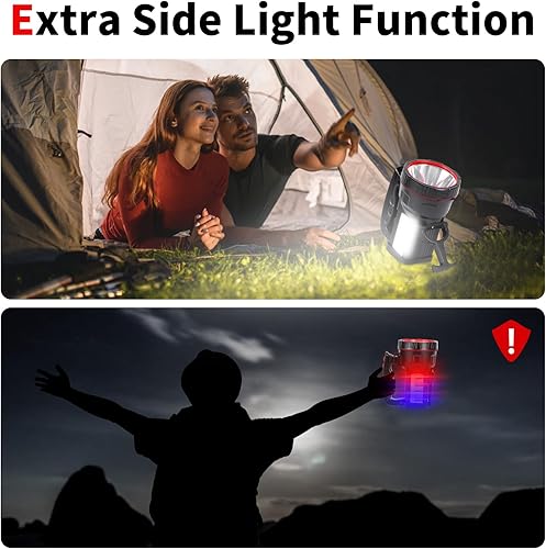 Miniatura 2 de Superbright - Proyector de mano LED táctico impermeable, linterna recargable de alta potencia con luz lateral, cargador de alimentación USB (luz