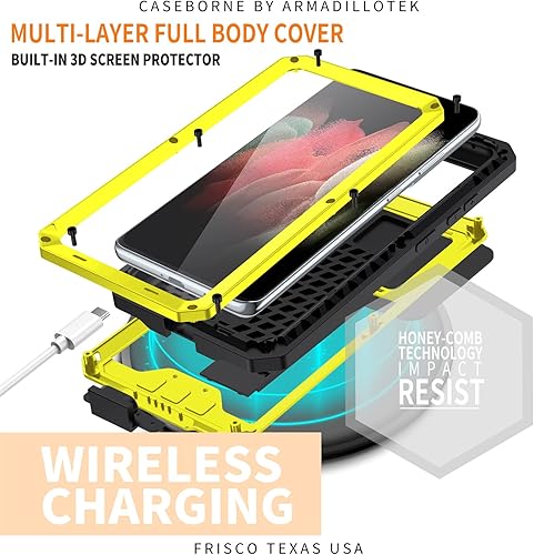 Miniatura 18 de Funda de metal para Samsung Galaxy S21/S21 Plus/S21 Ultra, [grado militar a prueba de golpes] [protector de pantalla integrado] Funda protectora