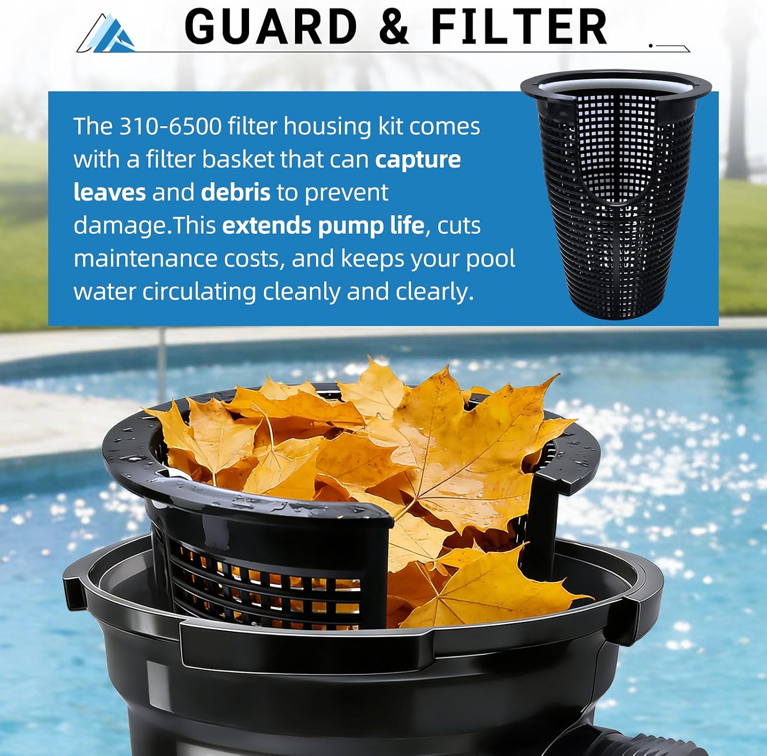 310-6500 Pool Pump Strainer Housing with Lid & Basket Compatible with Waterway Hi-Flo/Hi-Flo II Pumps 310-6500 Pump Housing Designed for Swimming Pool and Spa Pumps