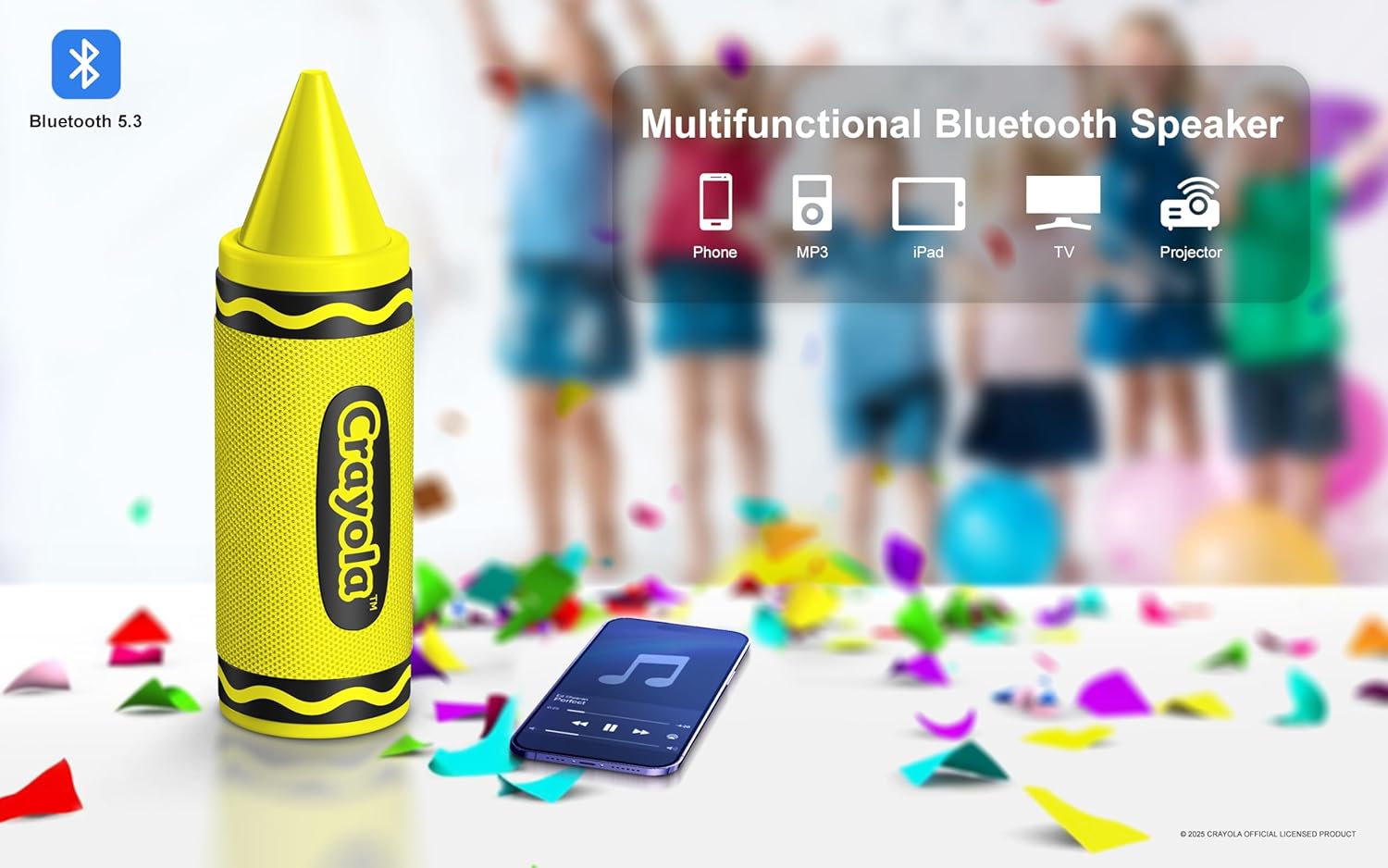 Crayola Kids Crayon Speakers Bluetooth Wireless, Portable Bluetooth Speakers 20W Peak Power HD Sound, Mini Bluetooth Speaker with TWS Pairing BT 5.3, FM Radio Home/Party/Outdoor/Travel