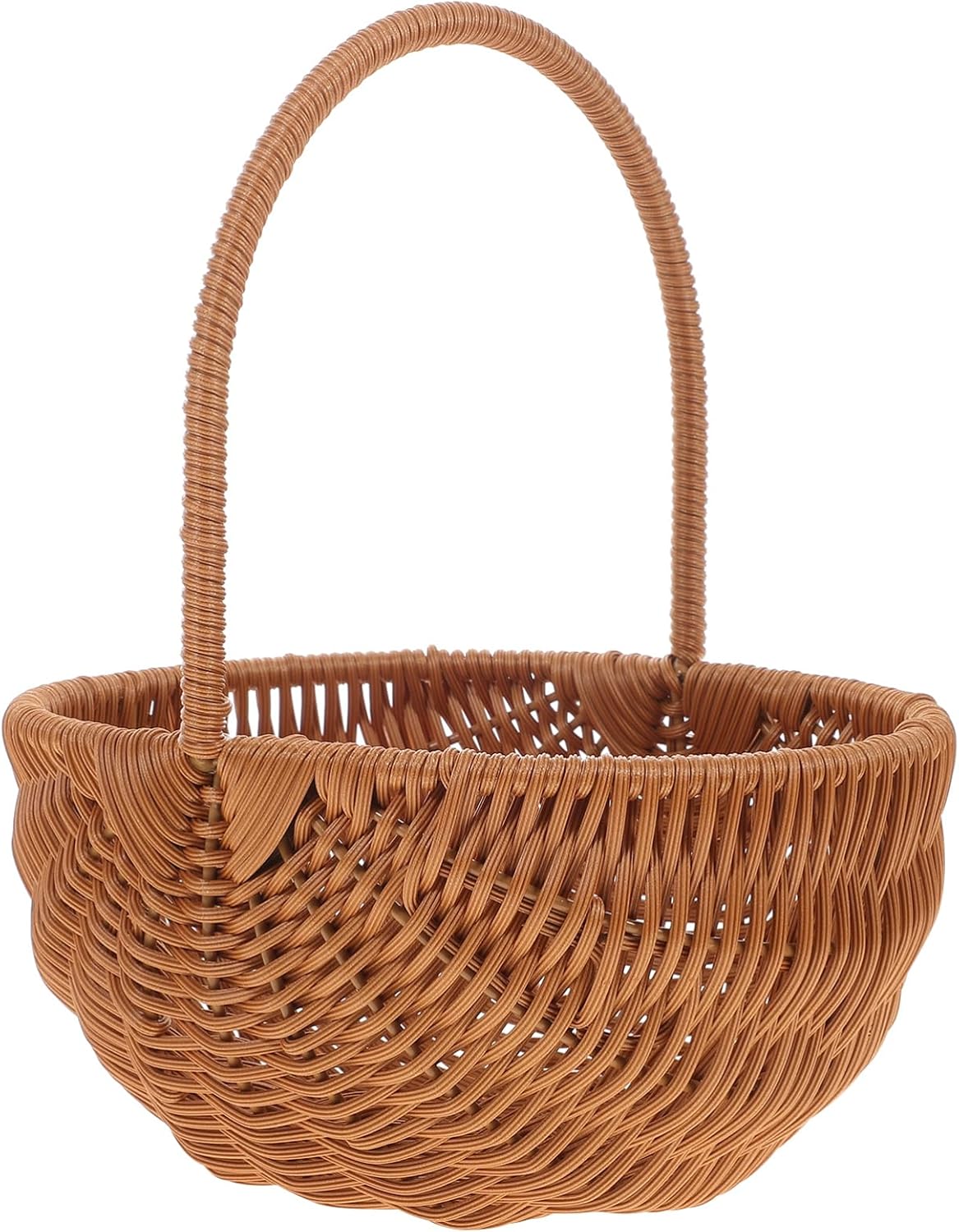 SEWACC Wicker Basket with Handle Weaving Easter Basket Flower Girl Picnic for Home Party Wedding Decor