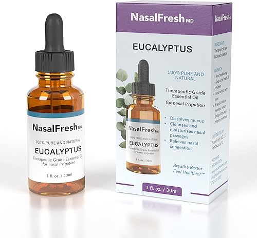 NasalFresh MD - Aceite esencial de eucalipto - Irrigación nasal - Alivio de la congestión - Aditivo de lavado nasal - Aceite esencial de alto grado