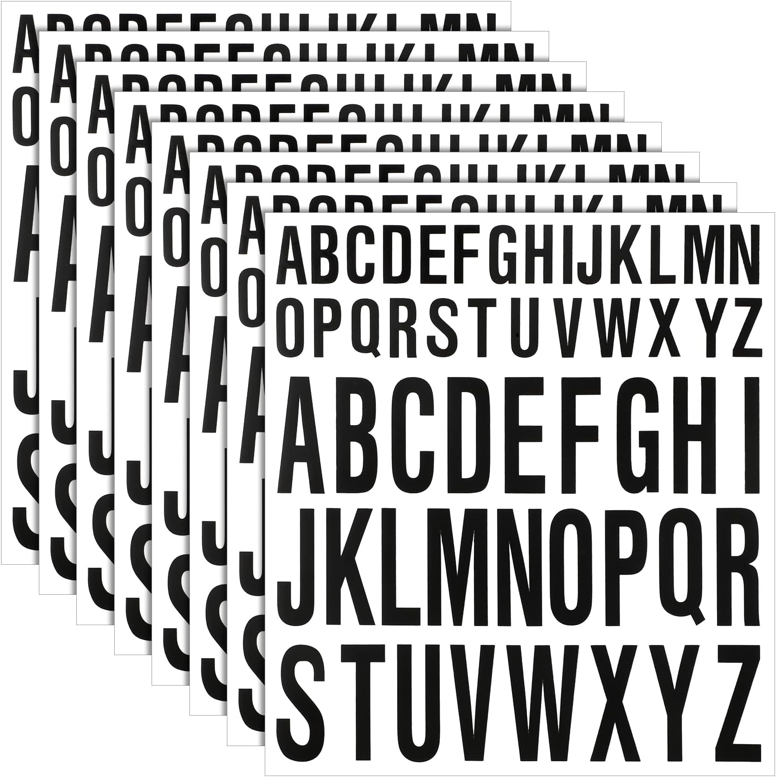 Gersoniel 8 Sheet Alphabet Letter Stickers, 1 Inch, 2 Inch, Black | Vinyl Stickers, Self Adhesive Stick on Letters, Back to School Poster Decor, Bulletin Board Mailbox Classroom Supplies