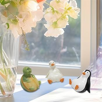 Amazon.co.jp: 3PCSガーデンミニチュアフィギュアセットペンギン
