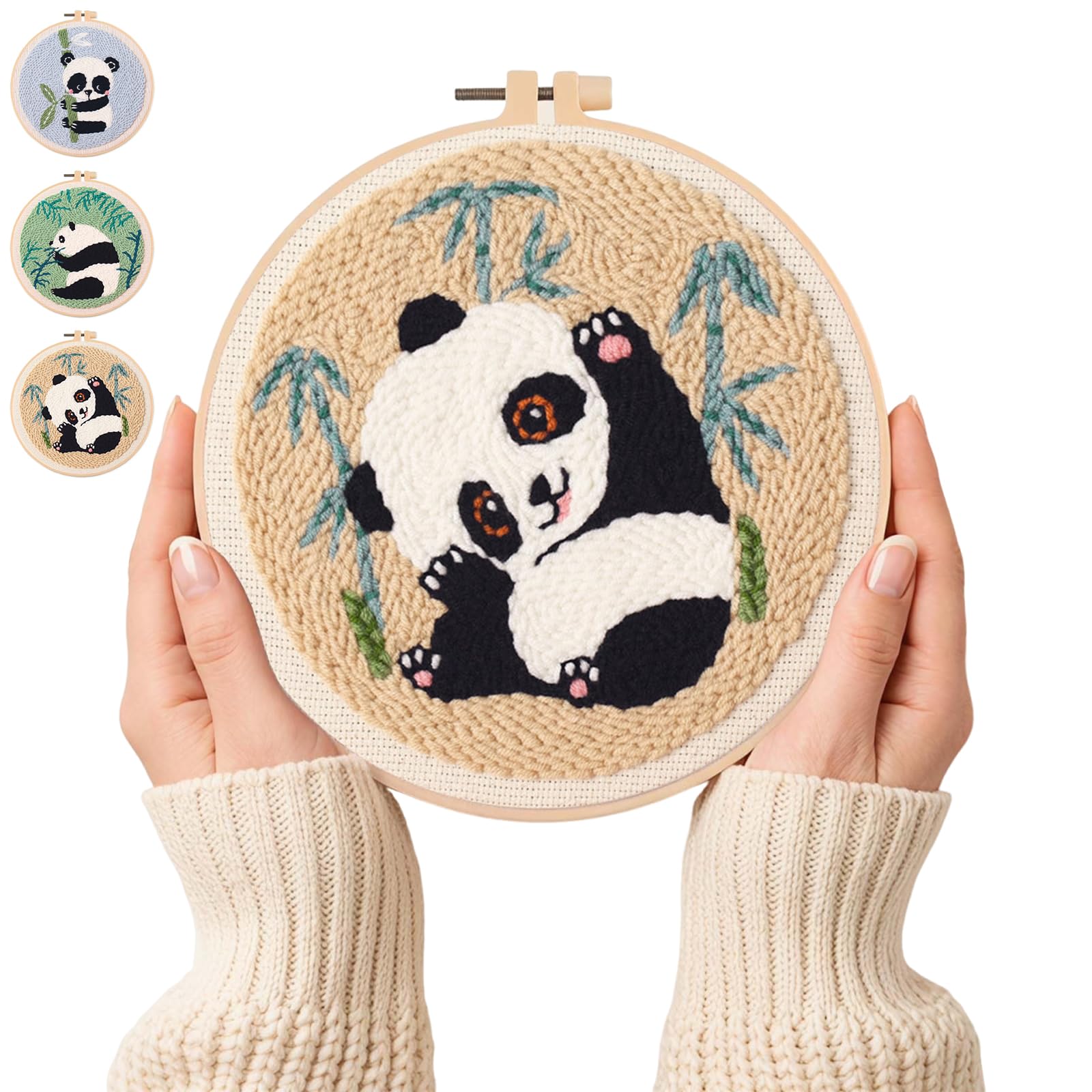 Kompletny zestaw do Punch Needle Panda 3 szt. DIY