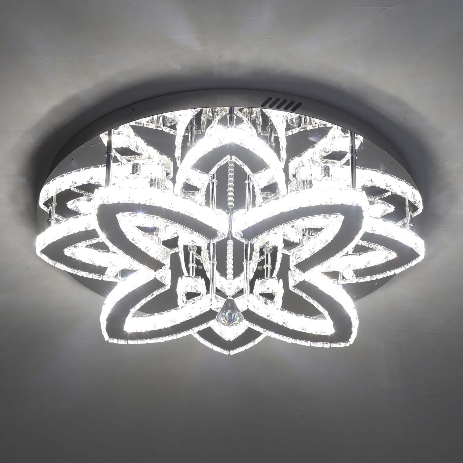 Dia 24" Modern Crystal Chandeliers Black Chandelier LED Flush Mount Ceiling Light for Living Room Dining Room Bedroom Foyer Entryway LED Dimmable 2700-6000K