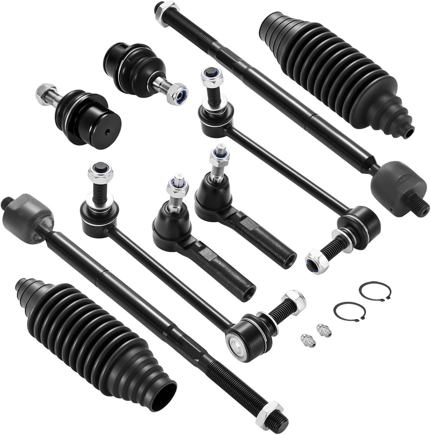 10-PC Steering Suspension Kits Compatible with Chrysler300 2011-2014,2xOuter tie rod ES800986,2xInner tie rod EV800963,2xBall Joint K80996,2xStabilizer Bar Link K80822 K80823,2xdust cover