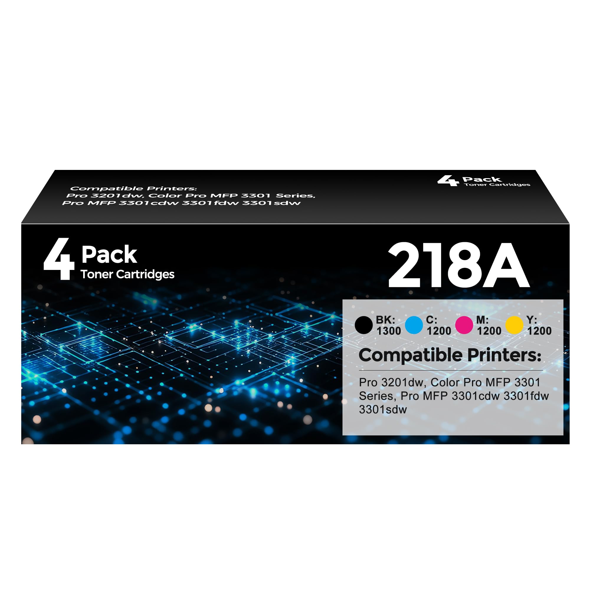 218A Toner Cartridges 4Pack Compatible for HP 218A 218X Toner Cartridge with 218A Toner Color LaserJet Pro 3201dw MFP 3301fdw 3301sdw 3301cdw Printer(Black/Cyan/Yellow/Magenta)