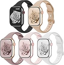 5 Pack Silicone Slim Bands Compatible with Apple Watch Band 38mm 42mm 40mm 44mm