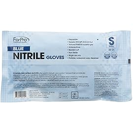 ForPro Professional Collection Disposable Nitrile Gloves, Chemical Resistant, Powder-Free, Latex-Free, Non-Sterile, Food Safe, 4 Mil, Blue, Small, 30-Count