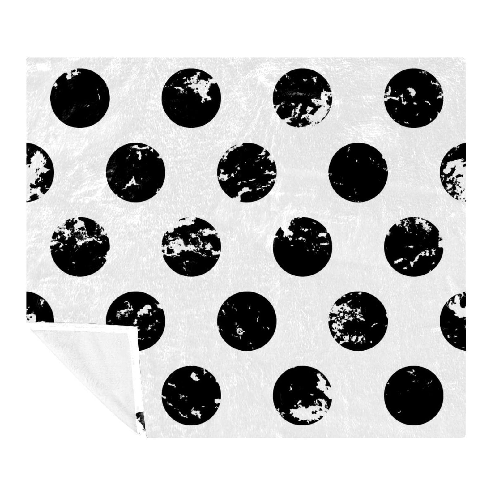 Couverture noire à pois 150x200 cm en microfibre polaire pour lit et canapé