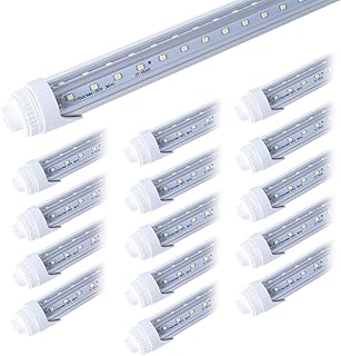 15 Pack T8 6FT 40W V-Shaped LED Tube Light,360 Degree Rotatable R17D Base,Indoor Bulb for Warehouse,Garage,Shop,Daylight White 6000k,ETL Listed,6 Foot Bulb Light Replace Fluorescent Light,Clear Cover