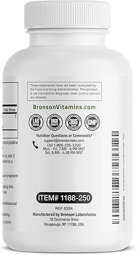 Miniatura 7 de Bronson Raíz de Maca Extra Lepidium Meyenii, sin OMG, 250 cápsulas vegetarianas