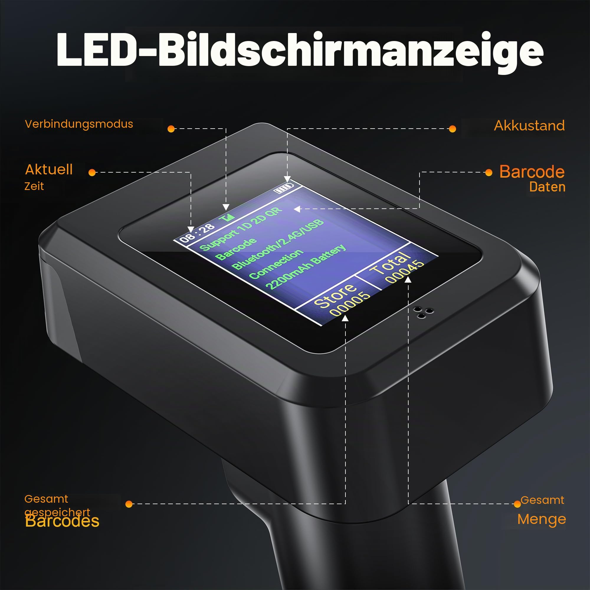 Tera 2D HW006 Barcode-Scanner kabellos Bluetooth QR-Code-Scanner Ladestation