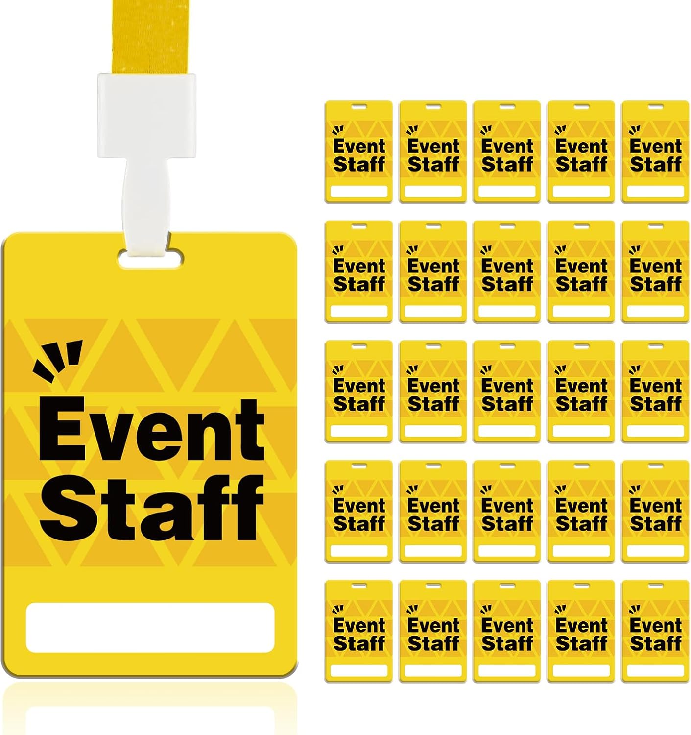Event Staff Lanyards 25pcs - Reusable & Flexible PVC ID Badges for Office, School, Events,Durable Anti-Bend Plastic Cards for Exhibition Guests by OSTENBIG(Yellow)