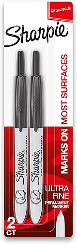 Sharpie Marcadores permanentes retráctiles punta ultrafina negro 2 unidades