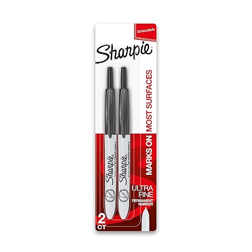 Sharpie Retractable Permanent Markers Ultra Fine Point Black 2 Count