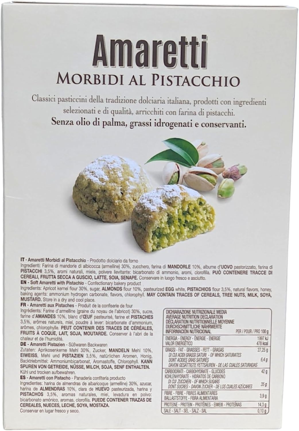 Italian Gourmet Weiche Amaretti Pistazie 12x 170g Polpa Gratis – Italienische Amaretti Morbidi d’Abruzzo Mandelgebäck Kaffeegebäck 2,04kg