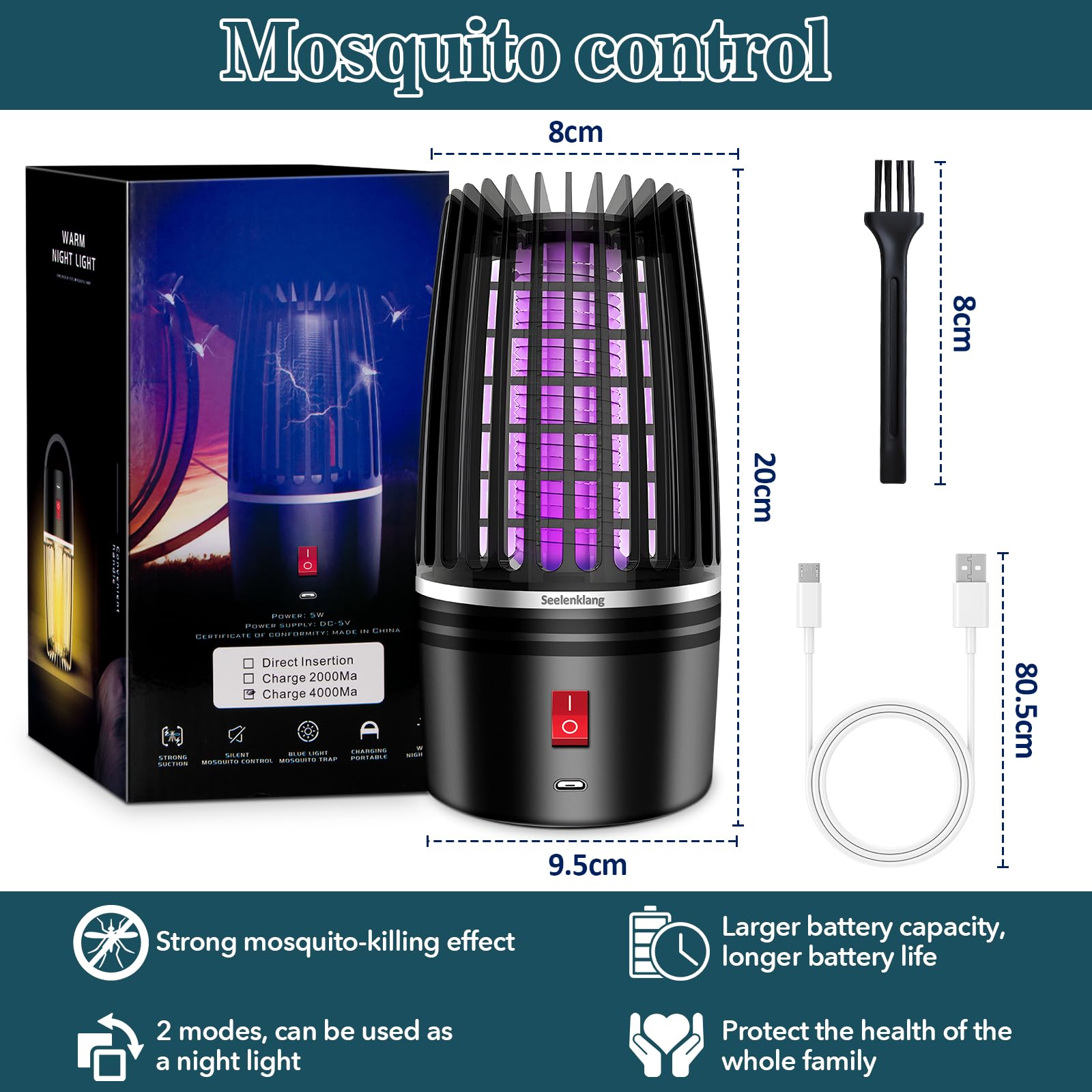 Insektenvernichter Elektrisch, ZOZANEL Solares Fliegenfalle Elektrisch, 3-in-1 Leistungsstarker - Foto 3