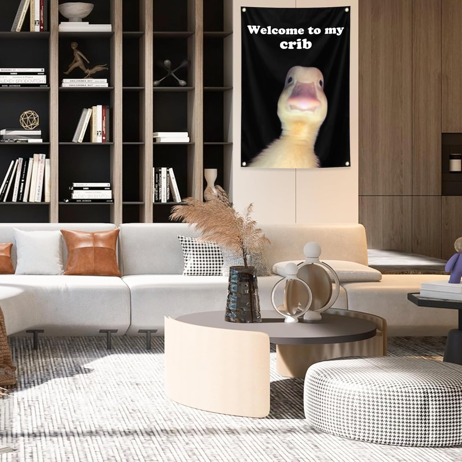 for Welcome To My Crib Funny Duck Flag Tapestry 2x3Ft Bedroom,Funny Flags,Dorm,Man Room Decor for Teens and Boys Room Wall Art
