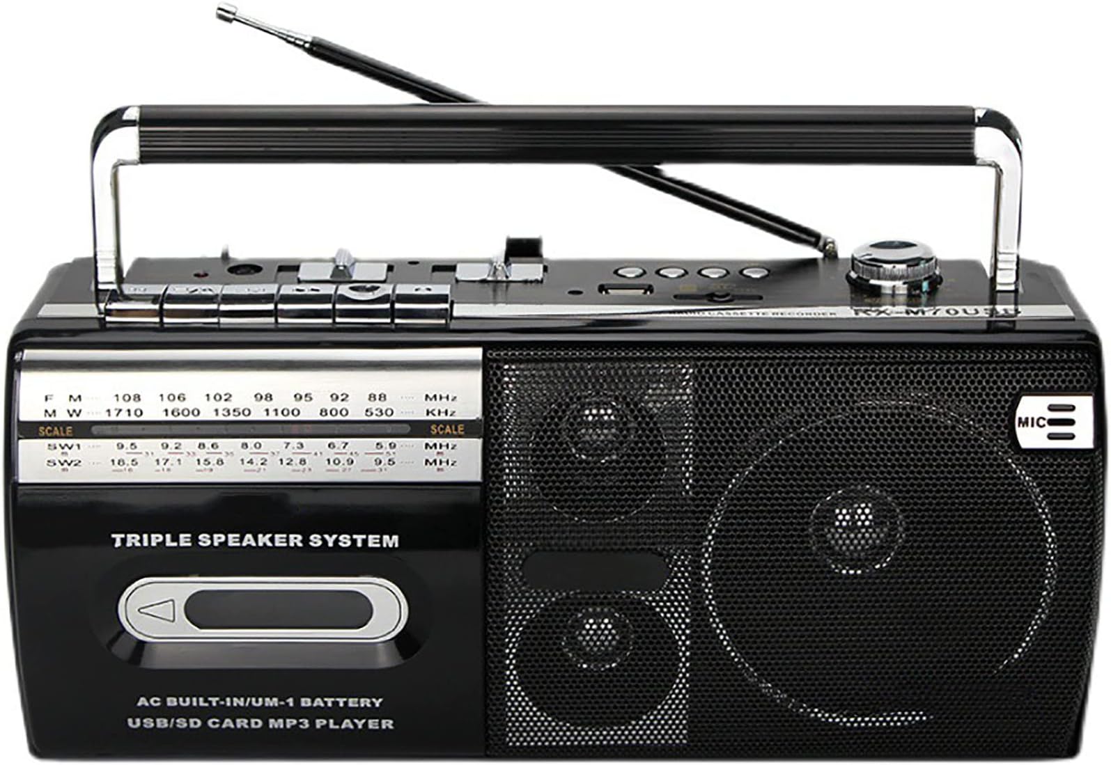 YUNYN Retro Boombox, Retro Radio Cassette Player, Portable FM Radio Bluetooth Player Recorder, Convert Cassettes To USB/SD, Outdoor HiFi Speakers, Classic 80s Style Retro