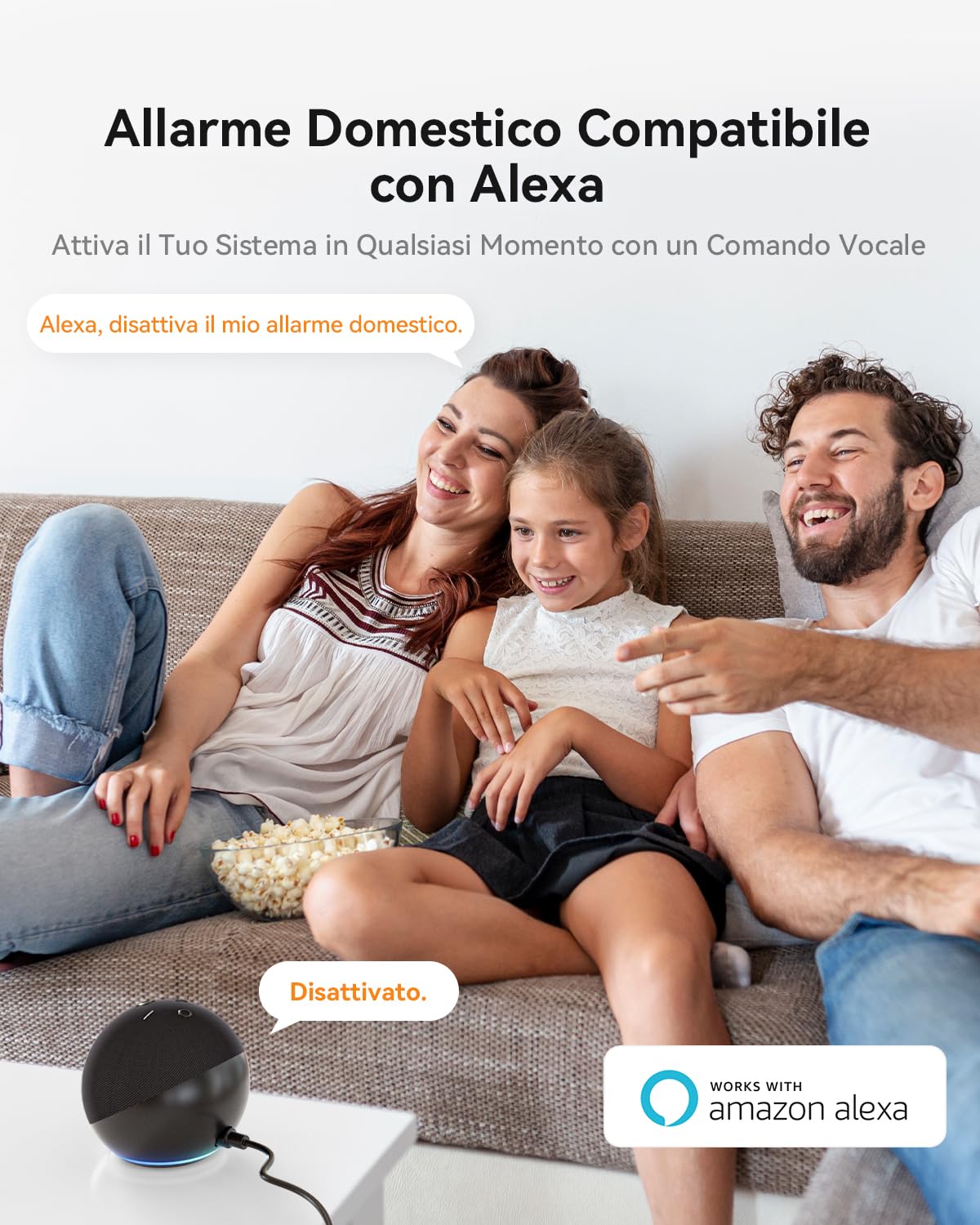 Imou Sistema di Allarme Casa 11 Pezzi, Sistema Antifurto Completo con Faretto/Sirena Allarme 100DB, 1 Telecamera Wifi Interno, 2 Telecomandi, 4 Sensori, 2 Sensori di Movimento, Compatibile con Alexa