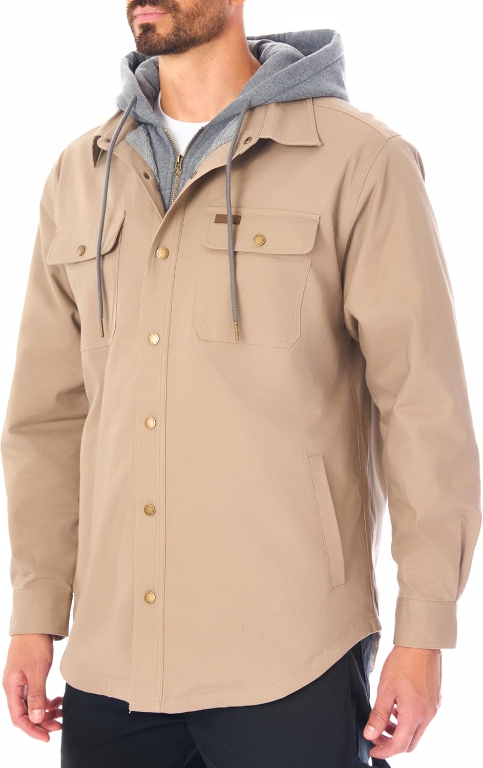 Smith's Workwear mens Big Men's Sherpa-lined Hooded Stretch-canvas Snap Shirt-jacket - Image 2