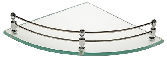 Riya Enterprises Corner Glass Shelf for Bathroom,9 inch (Transparent, RE38)