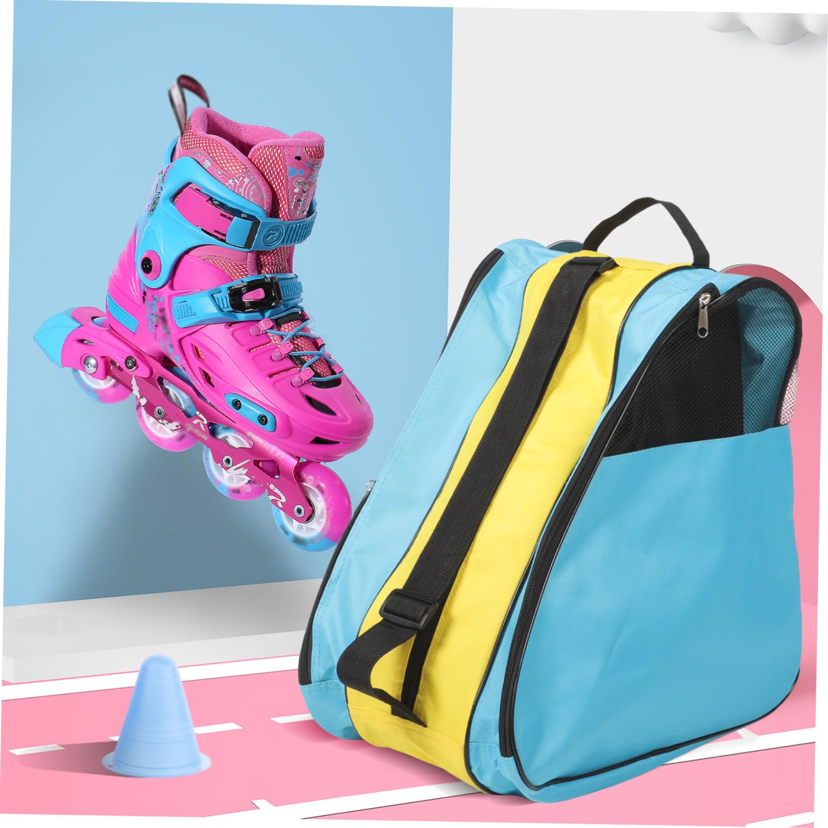 TOYANDONA Borsa per Pattini a Rotelle in Nailon, Comoda da Trasportare, per Protezione e Custodia, per Donna e Uso Sportivo