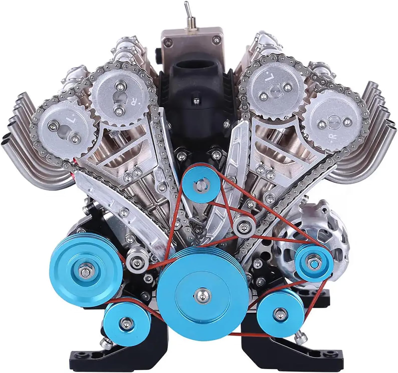 V8 Engine Kit, Metal 8-Cylinder Simulated Model, Assembly Electric Engine, Simulation Dynamic Internal Combustion, With Working Function, Can Charge, Suitable for kids & adults