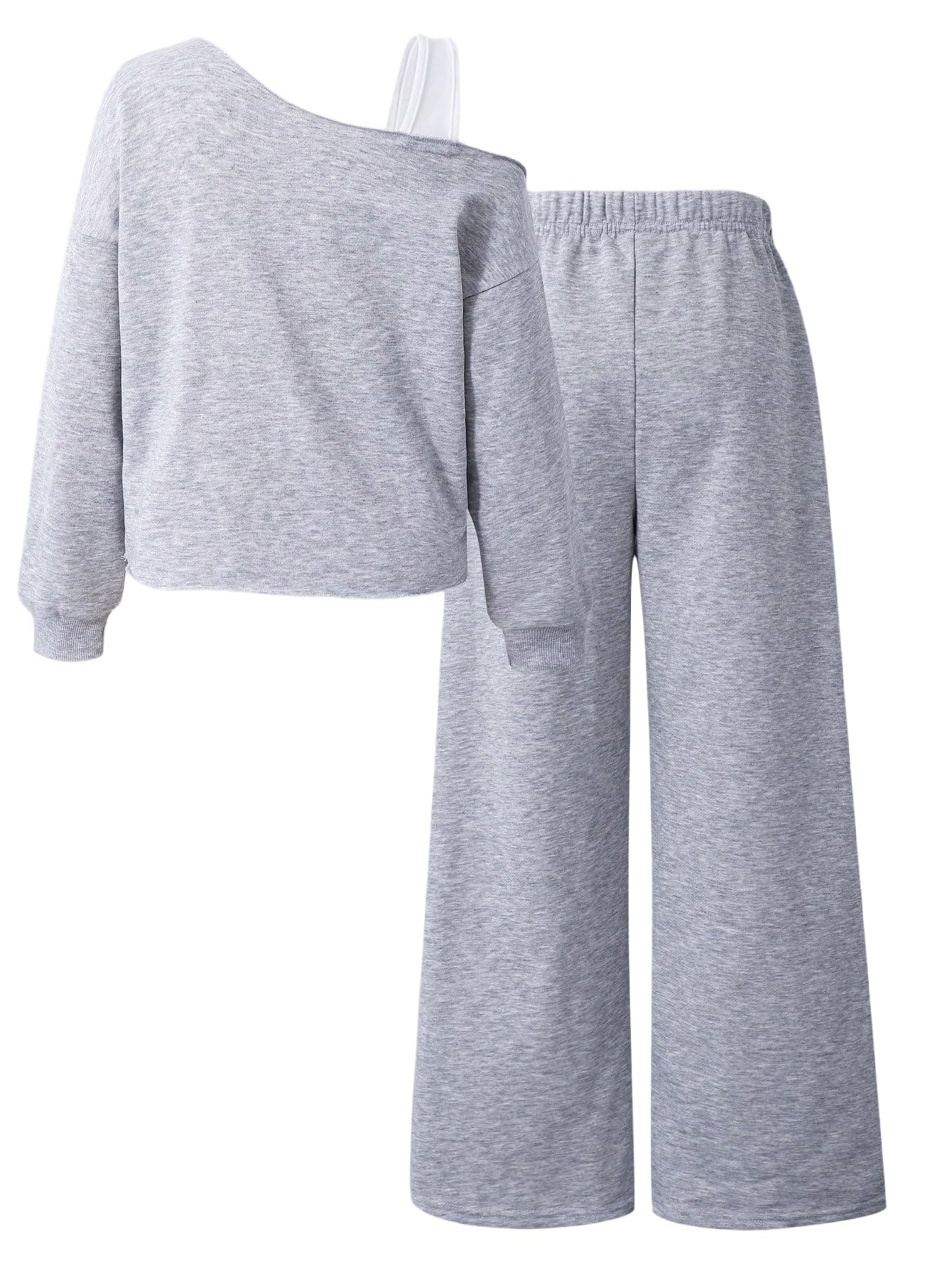 SweatyRocks Dwuczęściowy sweter dziewczęcy w wieku 8-12 lat, dla nastolatek, dziewcząt, bluza i spodnie, zestaw odzieży z kokardką, dres treningowy