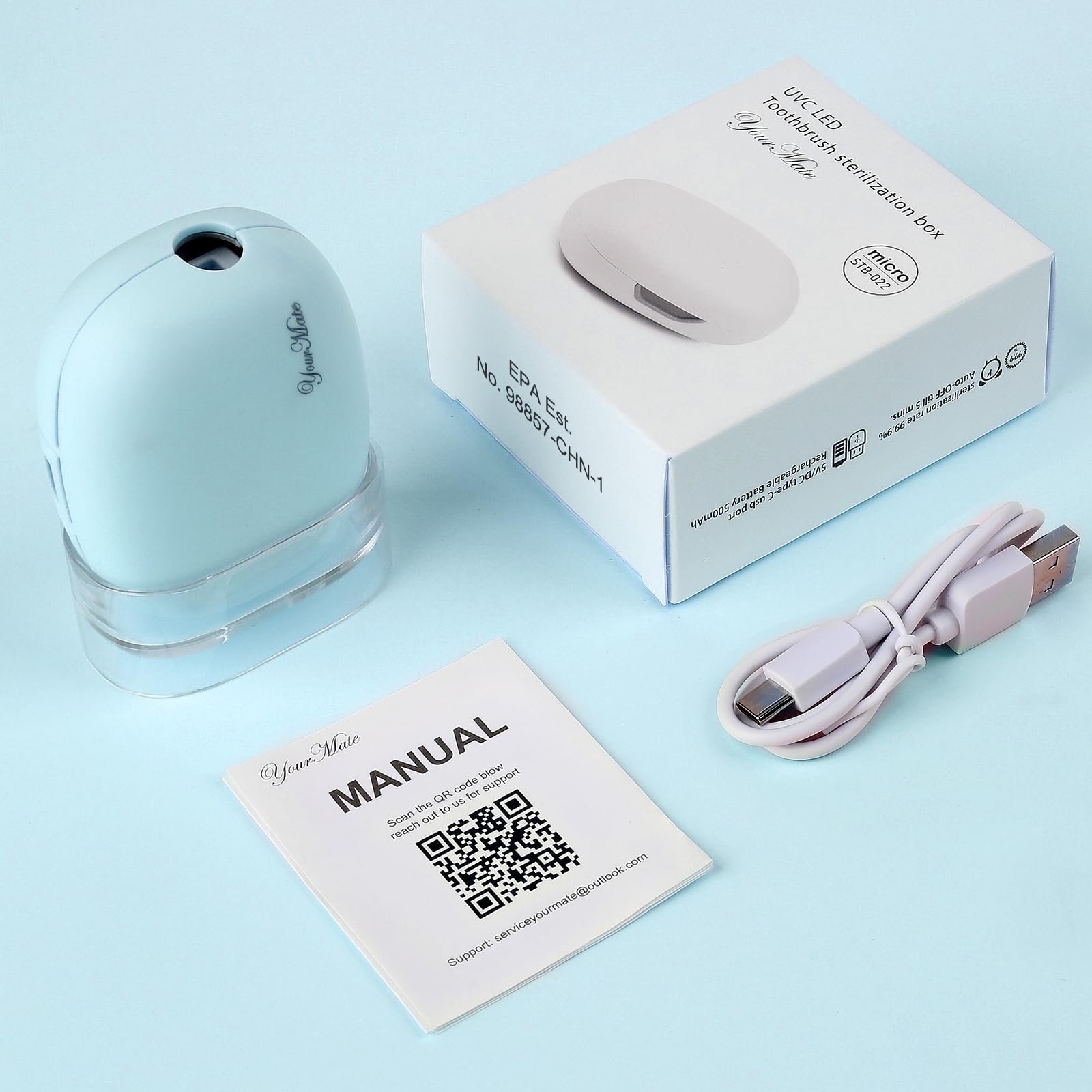 YourMate Funda desinfectante para cepillo de dientes recargable, funda de viaje para cepillo de dientes con soporte para Houshold y Traving o viajes de negocios, color azul