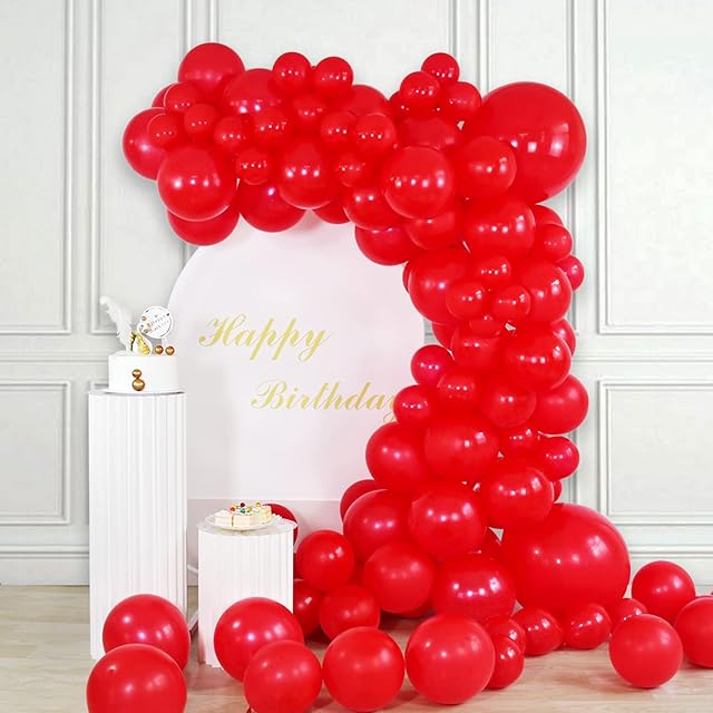 Red Balloons 102Pcs Red Balloon Arch Garland Kit 5/10/12/18 Inch Matte Red Latex Balloons Different Sizes Pack for Birthday Wedding Valentines Day Christmas Balloons Party Decorations