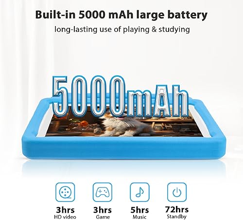 Miniatura 7 de Tablet infantil de 10 pulgadas, tableta Android 15 para niños, A523 Octa-Core, 8GB+64GB, 1TB expandible, WiFi 6 (2.4G+5G), funda EVA con soporte,