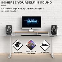 Vista 3 de HumanCentric Soporte de altavoz de escritorio para altavoces medianos, elevador en ángulo de silicona antivibración para computadora, estantería