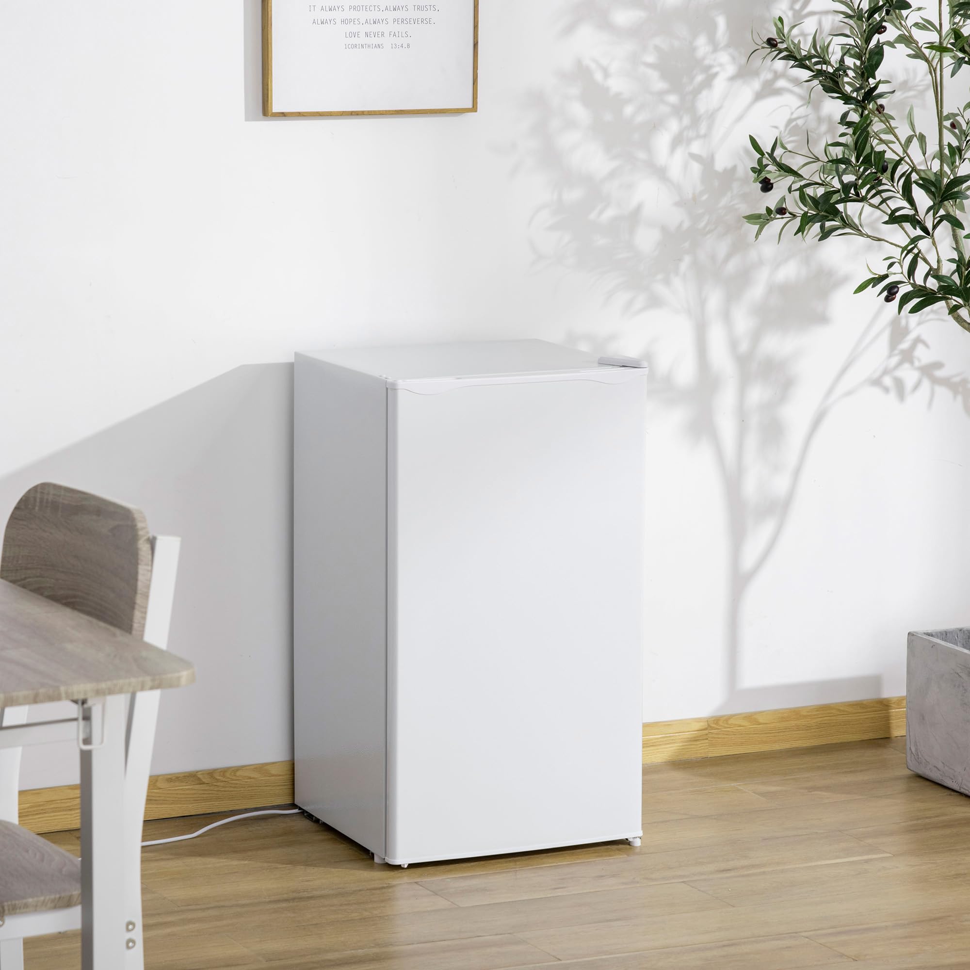 HOMCOM Réfrigérateur Congélateur Petit Réfrigérateur à Une Porte 91L Blanc | Étagères Modulables, Compartiment Congélateur, Design Sous-Comptoir