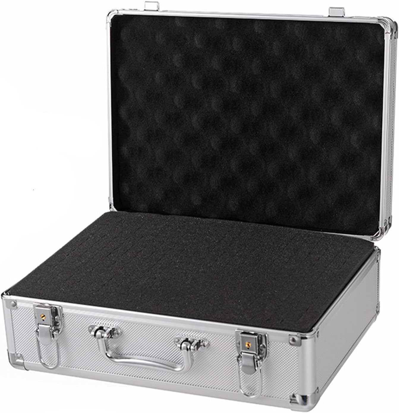 Aluminum Briefcase with 2 Lock, Lockable Metal Briefcase with Flannel Cotton Lining, Portable Storage Case for Travelers Luggage Tours, Customizable Foam