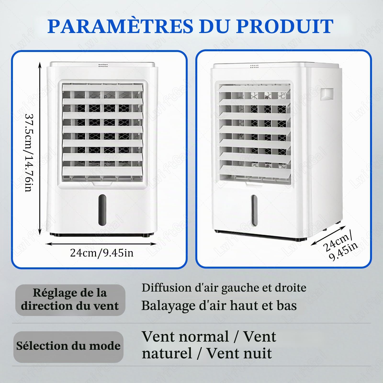 Mini Climatiseur pour Camping-Car, Ventilateur Portable, Refroidisseur d'air par éVaporation avec 3 Vitesses, Ventilateur De Refroidissement pour Camping-Car Et Camion 12V