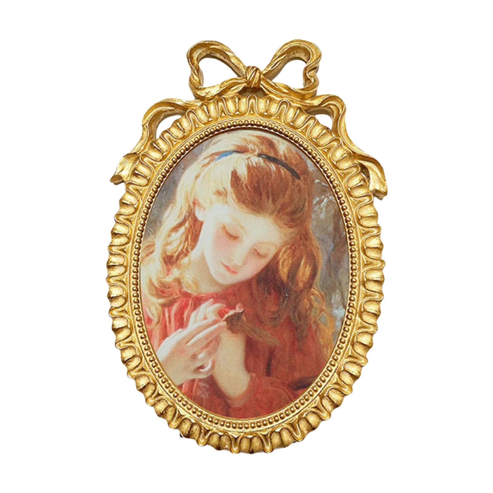 Elnwnnkc Antique Resins Art Photo Frame with Intricate Hollowout Bowknot Pattern Wall Mounting or Desktop for Home Aesthetic Antique Resins Picture Frame with Bowknot