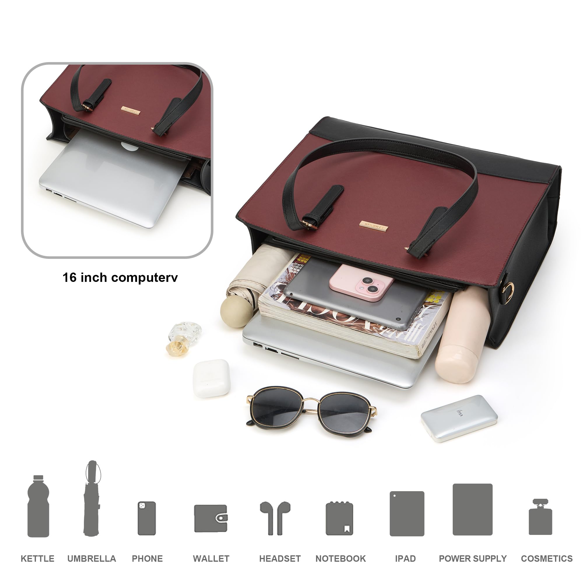 Modische Damen-Handtaschen, Tragetasche, Schultertasche, Tragegriff oben, Geldbörsen-Set