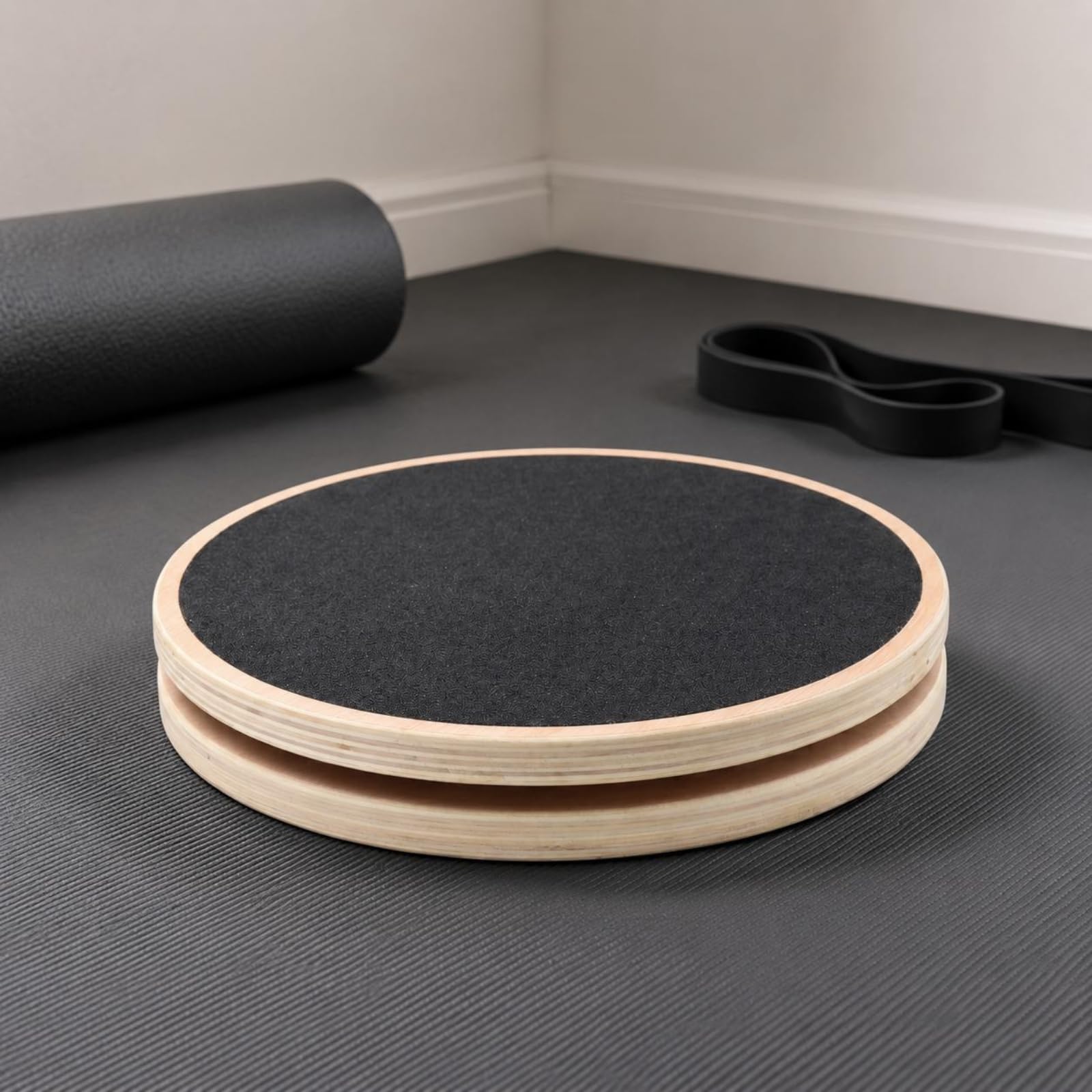 Qianly Tavola Board Tavola Equilibrio Piastra Rotante Piattaforma Girevole Allenamento Core Struttura in Legno Superficie Antiscivolo per Esercizi Domestici