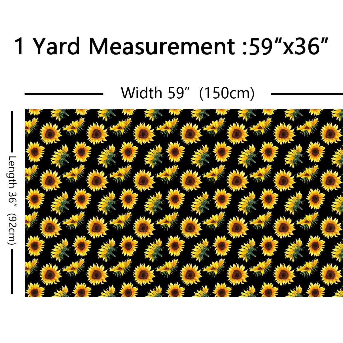 Sunflower Outdoor Fabric by The Yard,Garden Yellow Floral Upholstery Fabric for Chairs,Blossom Flowers Botanical Fabric for Home DIY Projects,2 Yards,(L184*W150cm) Black Yellow - Image 2