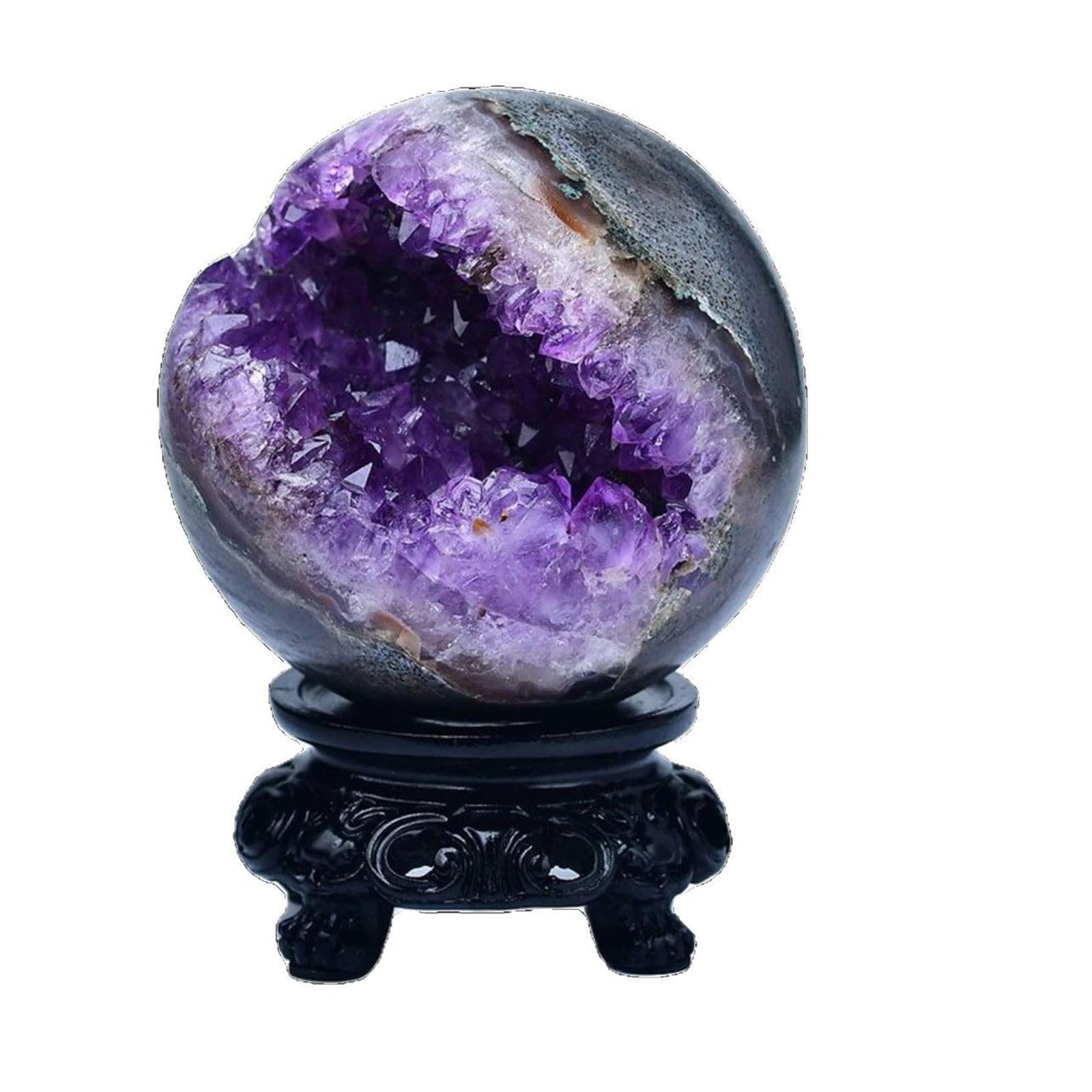 Imagen de catálogo asociada a HHCTEBEC Bola De Cristal De Geoda Drusa De Amatista Natural, Piedra Curativa, Bola De Amatista