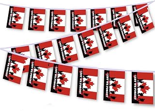20 PCS Lest We Forget Canada Flag String,20 FT World War I Remembrance WWI Decor Bunting,Decoration Banner for Outdoor Indoor Patio Yard Decor