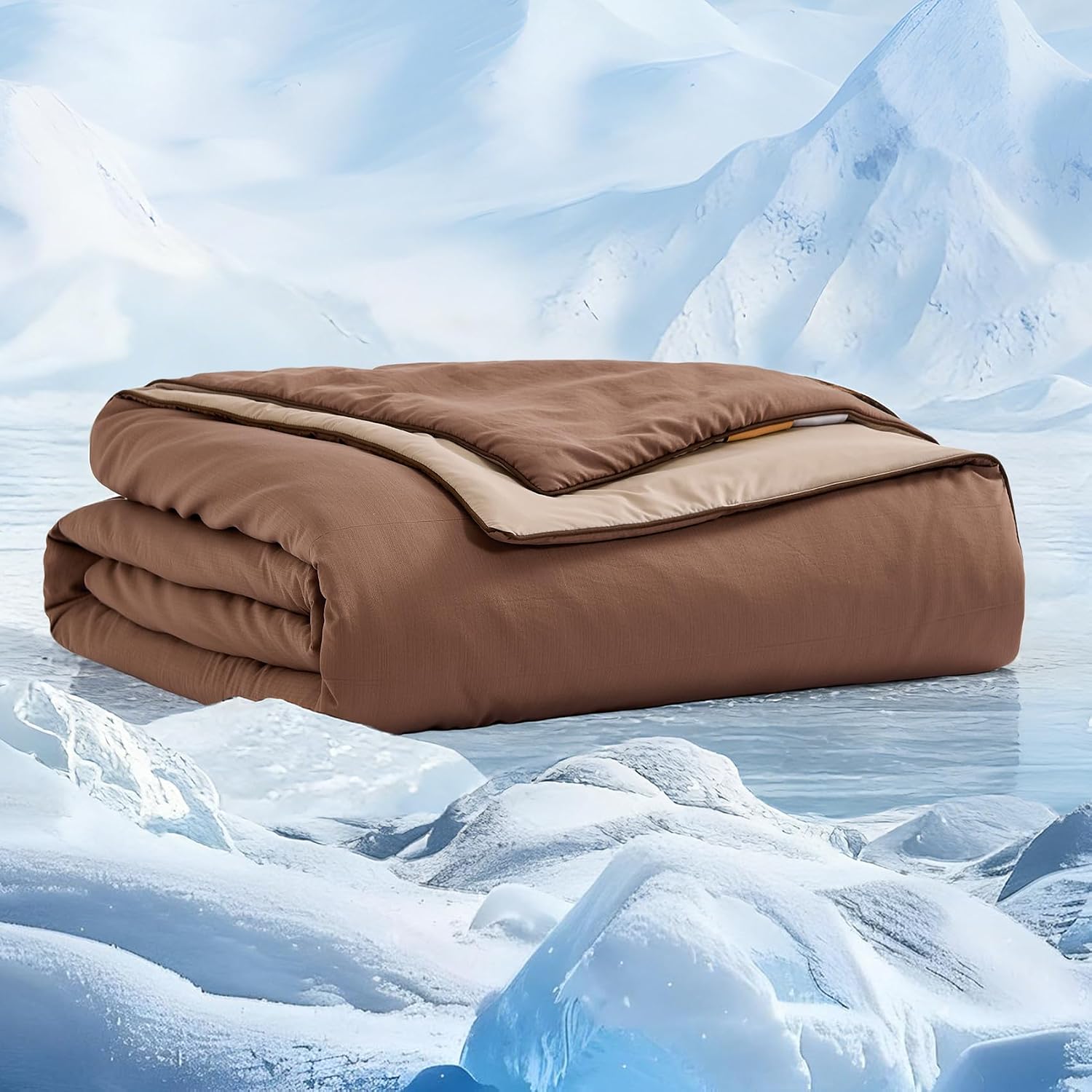 Cooling Comforter for Hot Sleepers Summer Blanket, Queen 90x90, Brown Khaki