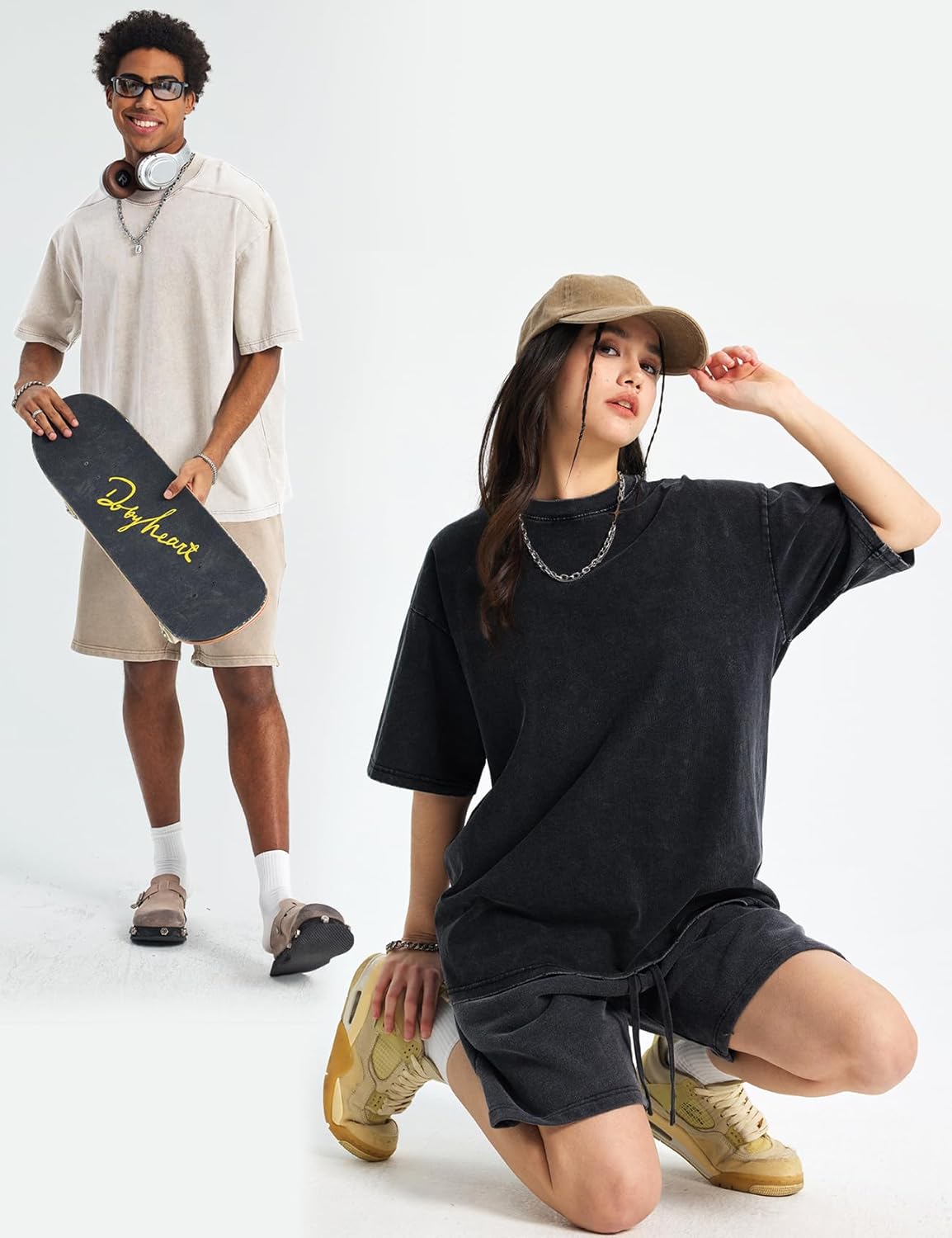 Arssm Oversized Tshirts for Men Acid Wash Loose Fit Vintage Cotton Heavyweight T Shirts Baggy Tees - Image 4