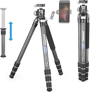 Carbon Fiber Tripod-INNOREL KT284C Professional Travel Tripod for DSLR Camera Heavy Duty Stand with 1.1in/29mm Tube Low Gravity Center 360°Panoramic ballhead Max Load 44lbs/20kg Short Center Column