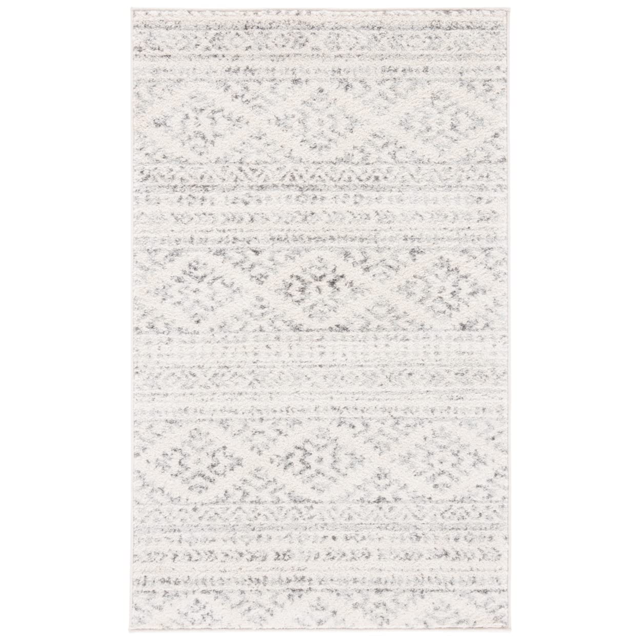 Safavieh Alfombra Boho Sala de Estar, Comedor, Dormitorio - Tulum Collection, Pelo Corto, Marfil y Gris, 62 x 240 cm