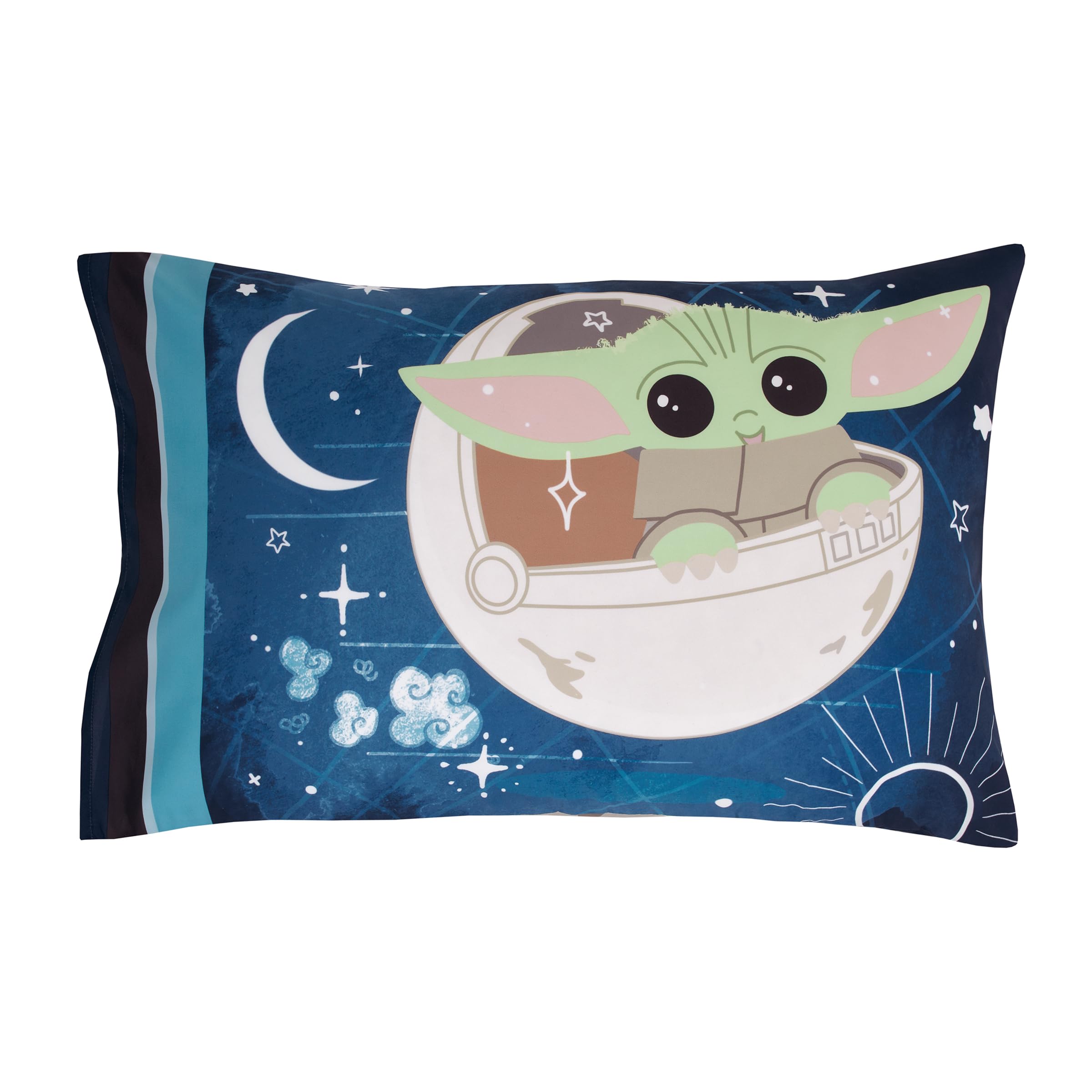 Parure de lit 4 pièces Star Wars The Child Little Bounty Grogu « The Force is Strong with This Child » pour Enfant – Couette, Drap-Housse ajusté, Drap Plat et taie d'oreiller réversible