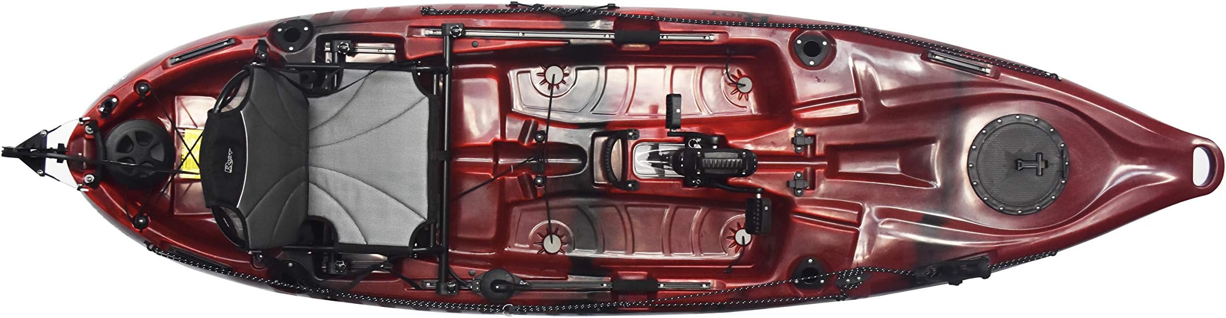 Mako 10 Angler Sit-on-Top Kayak with Impulse Pedal Drive, Fire Storm red/Black, 10'